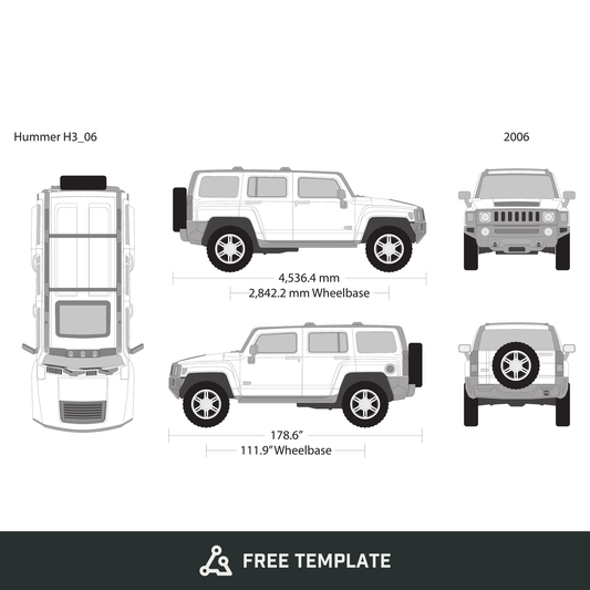 2006 Hummer H3 free vector vehicle wrap template - GravBase