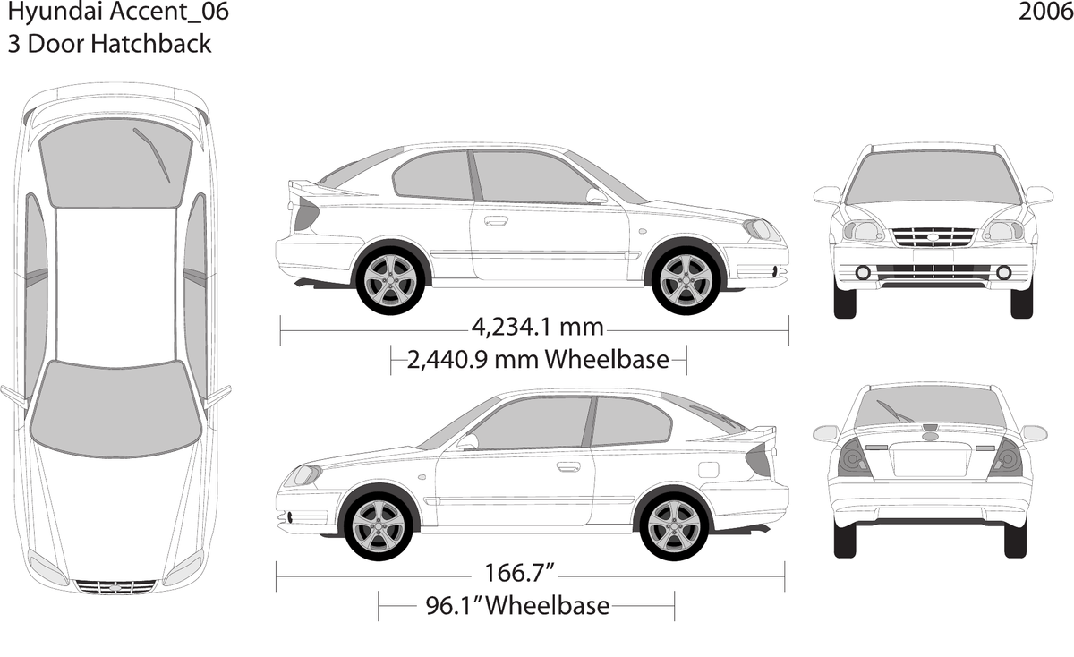 2006 Hyundai Accent Hatchback vector wrap template, Design-Ready PDF - GravBase