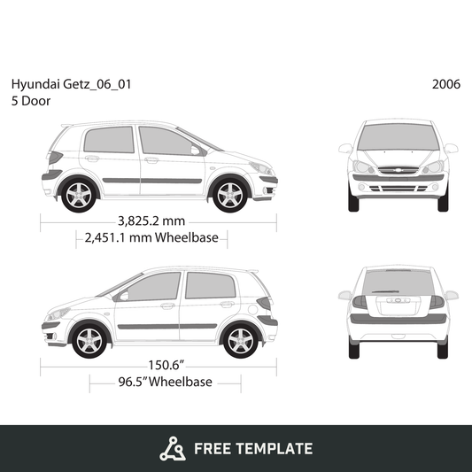 2006 Hyundai Getz free vector vehicle wrap template - GravBase