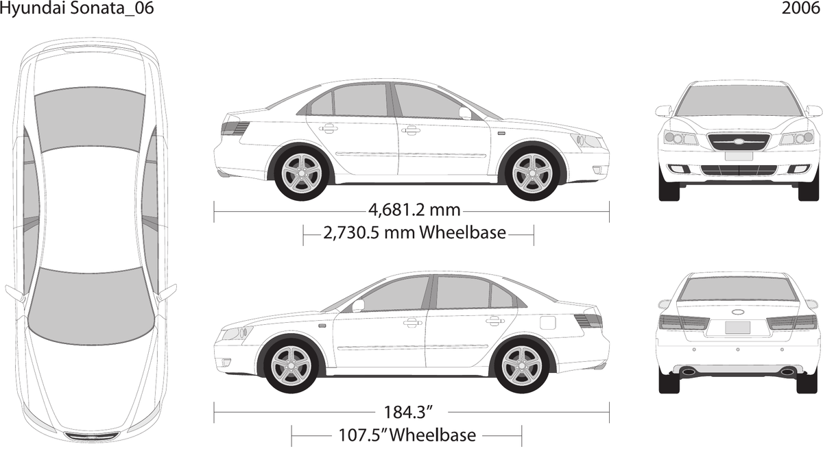 2006 Hyundai Sonata vector wrap template, Design-Ready PDF - GravBase