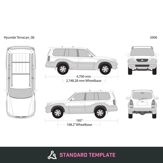 2006 Hyundai Terracan vector wrap template, Design-Ready PDF - GravBase