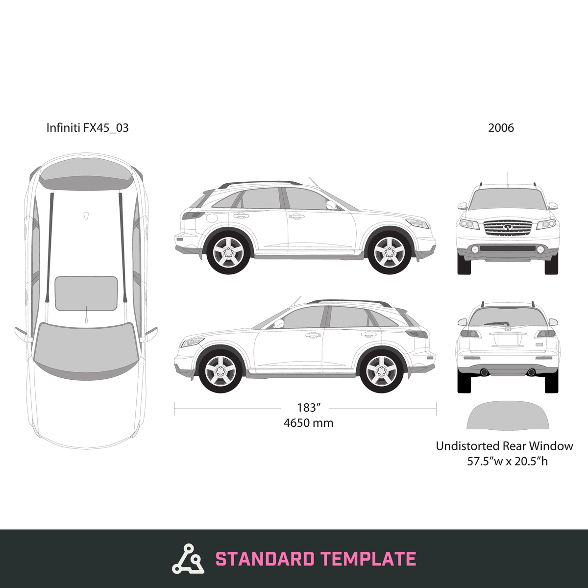 2006 Infiniti FX 45 vector wrap template, Design-Ready PDF - GravBase