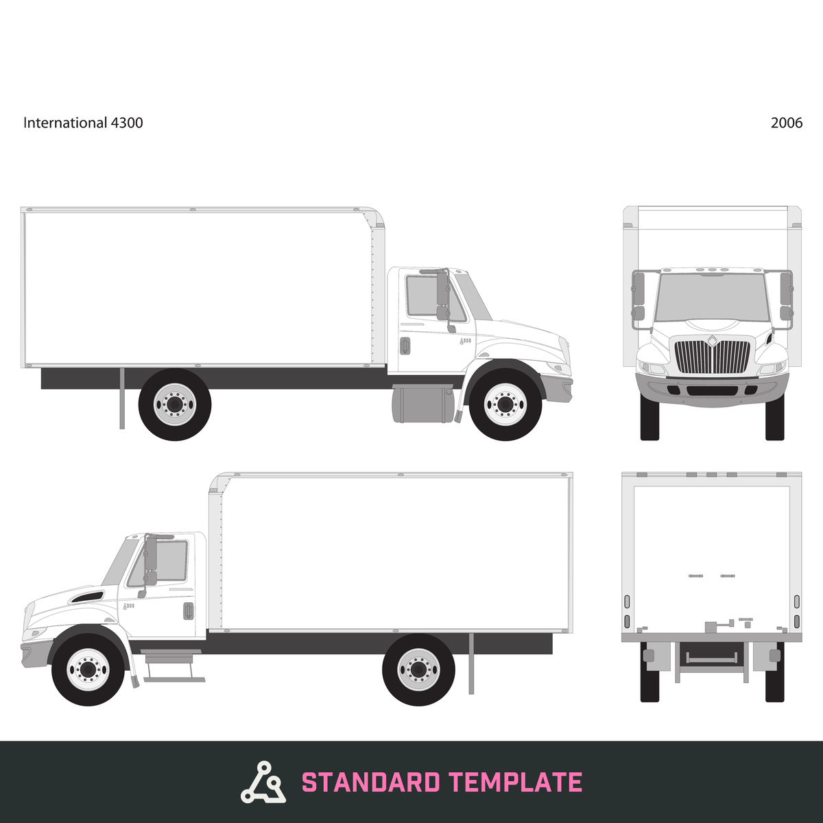 2006 International 4300 vector wrap template V06, Design-Ready PDF - GravBase