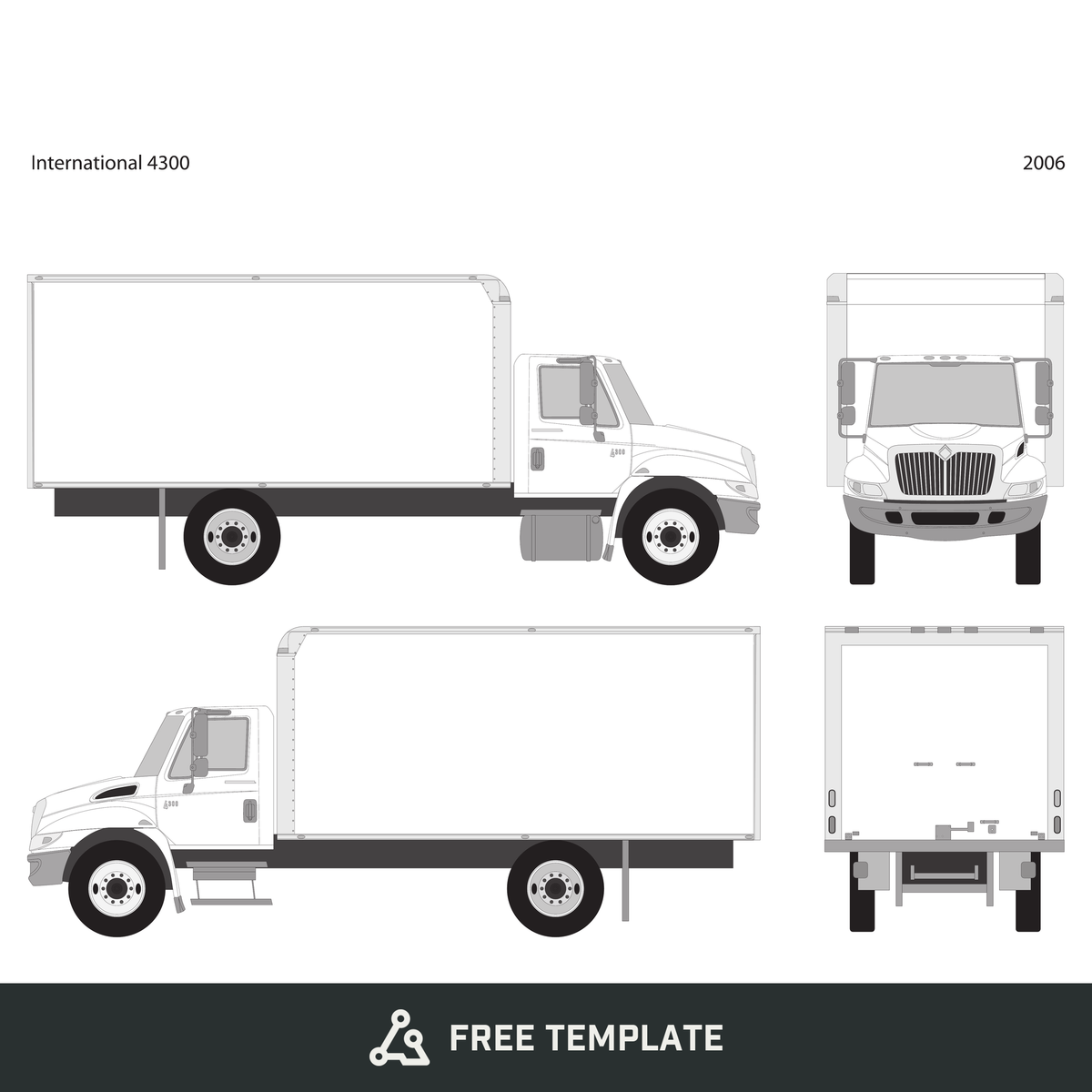 2006 International 4300 free vector vehicle wrap template - GravBase