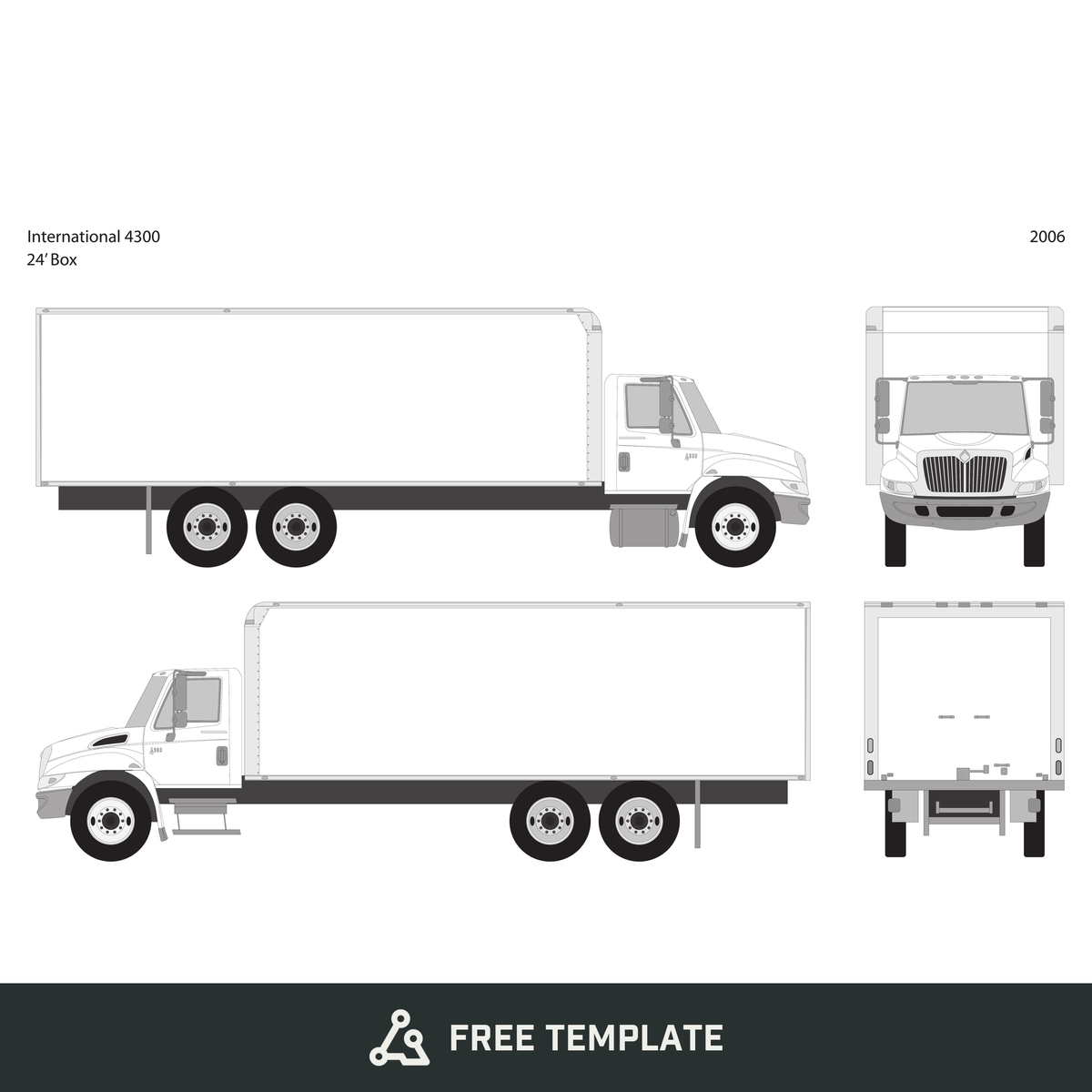 2006 International 4300 free vector vehicle wrap template - GravBase