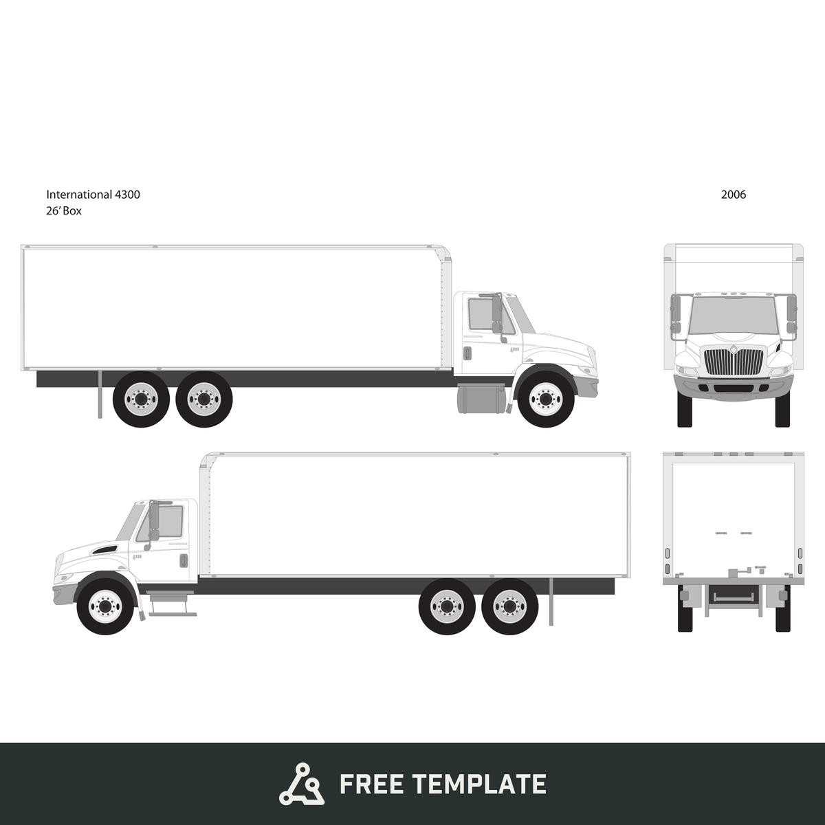 2006 International 4300 free vector vehicle wrap template - GravBase