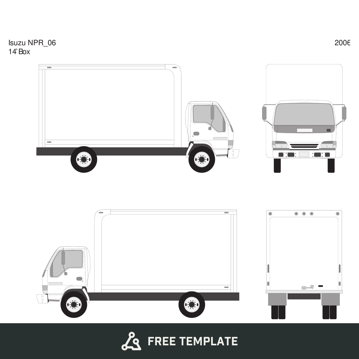 2006 Isuzu NPR free vector vehicle wrap template - GravBase
