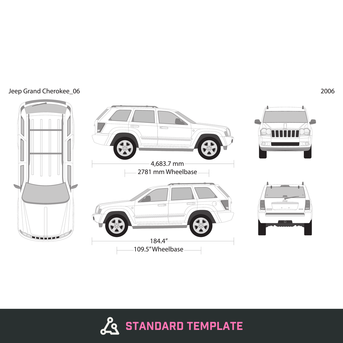 2006 Jeep Grand Cherokee vector wrap template, Design-Ready PDF - GravBase