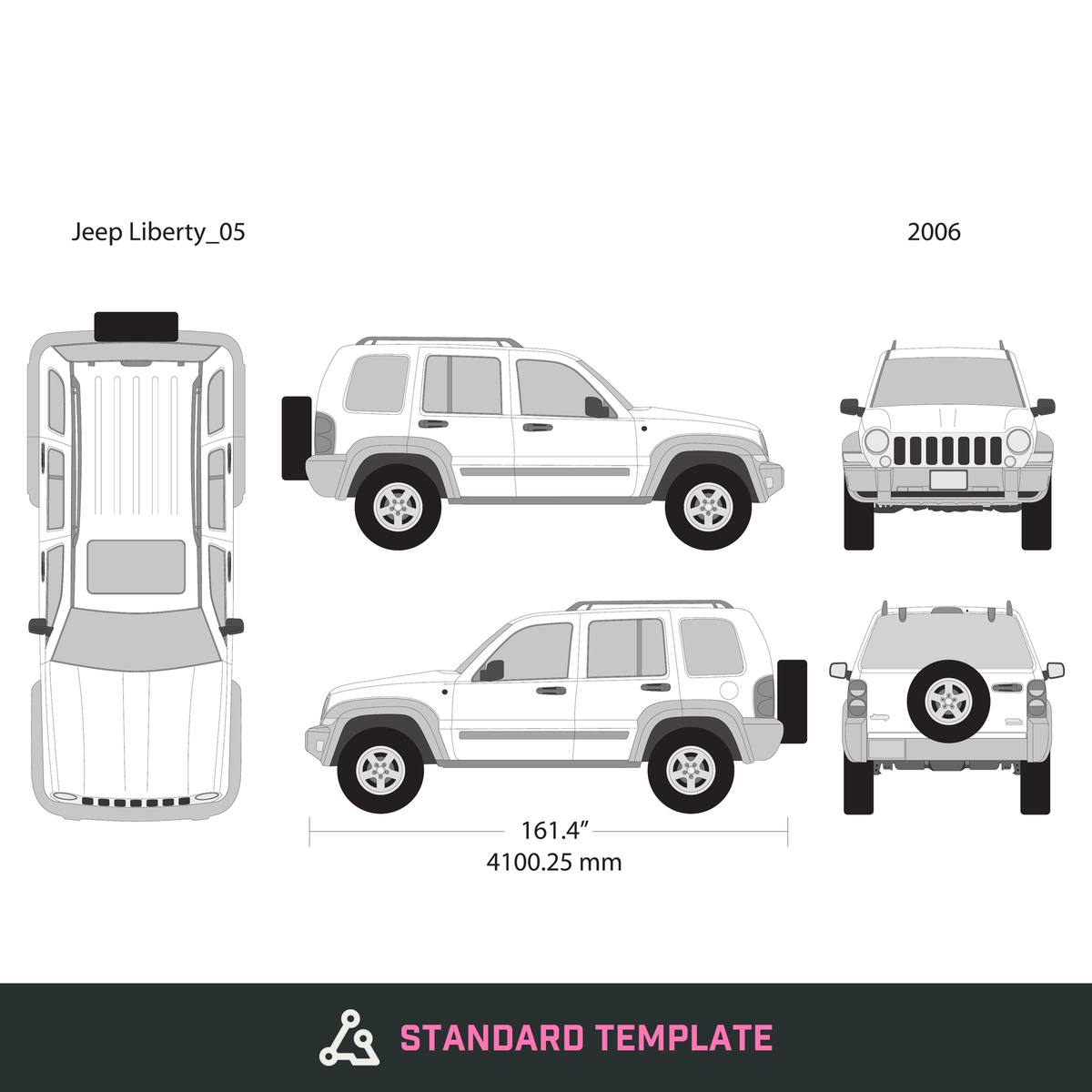 2006 Jeep Liberty vector wrap template V05, Design-Ready PDF - GravBase