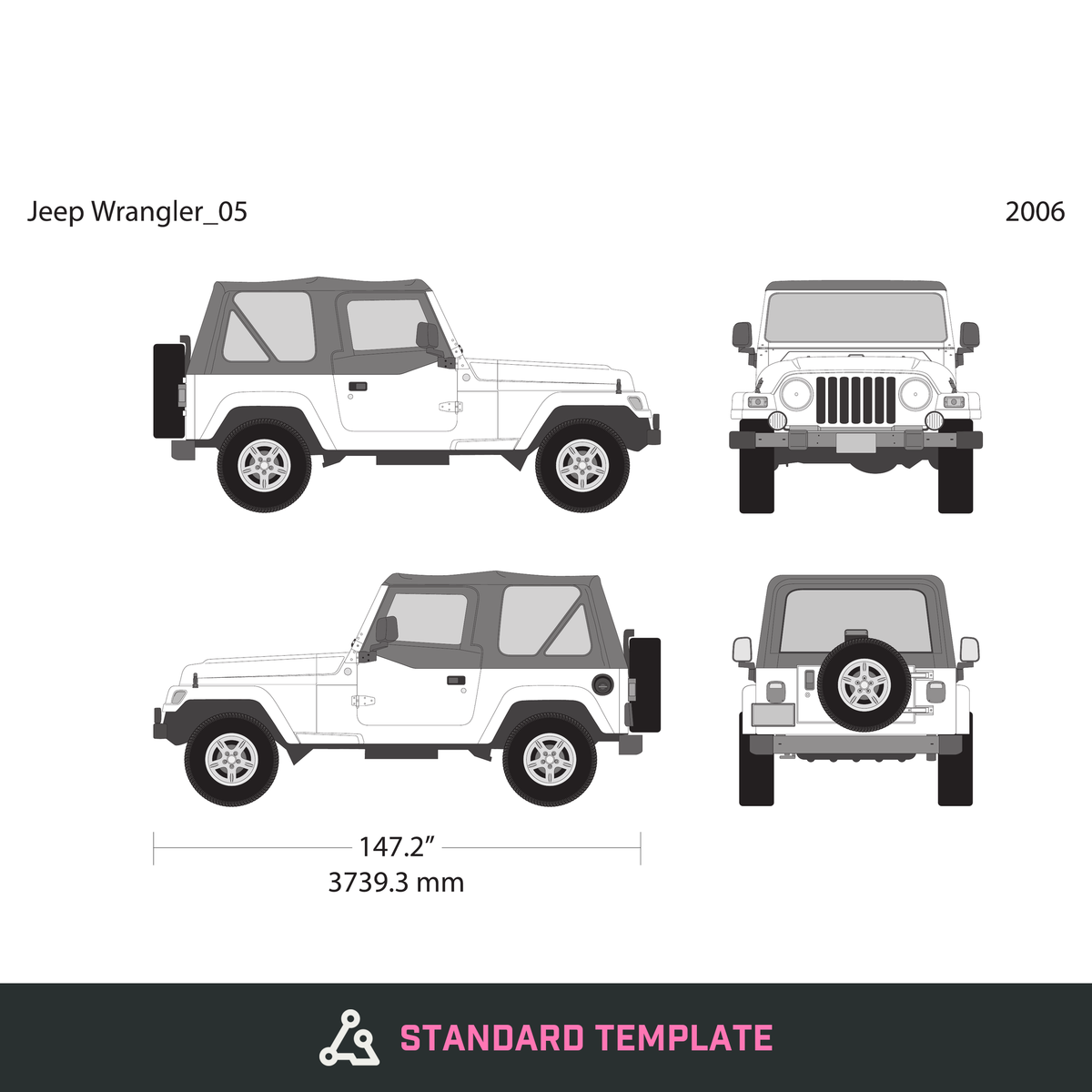 2006 Jeep Wrangler vector wrap template V01, Design-Ready PDF - GravBase