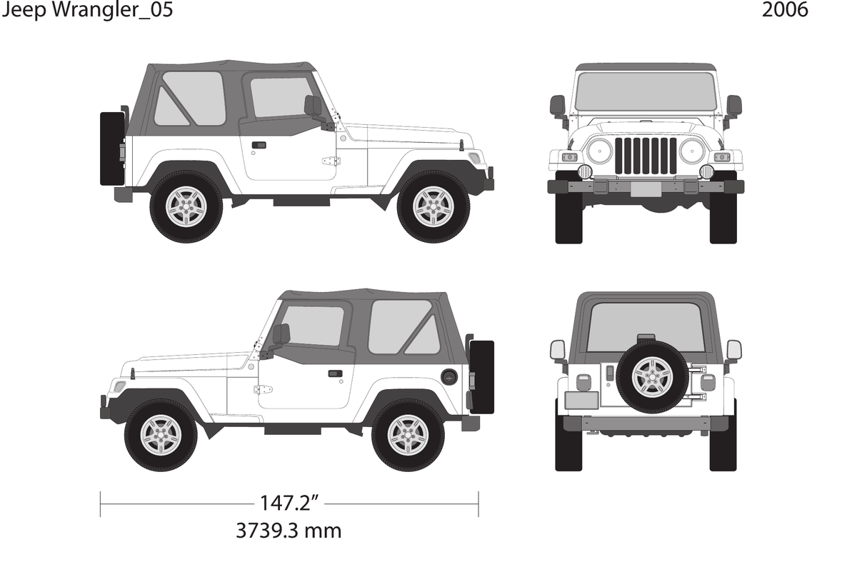 2006 Jeep Wrangler vector wrap template V01, Design-Ready PDF - GravBase