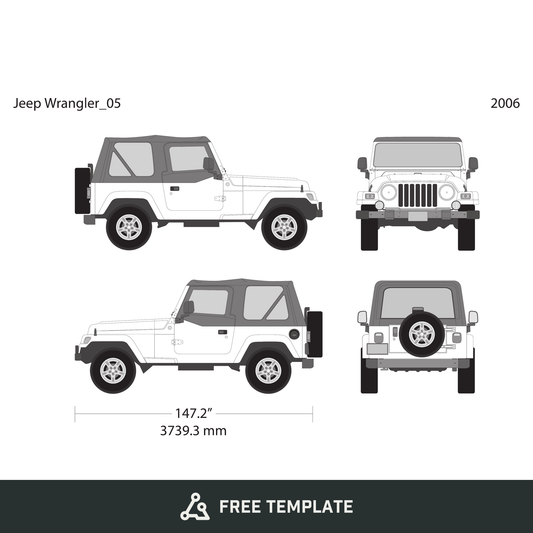 2006 Jeep Wrangler free vector vehicle wrap template - GravBase