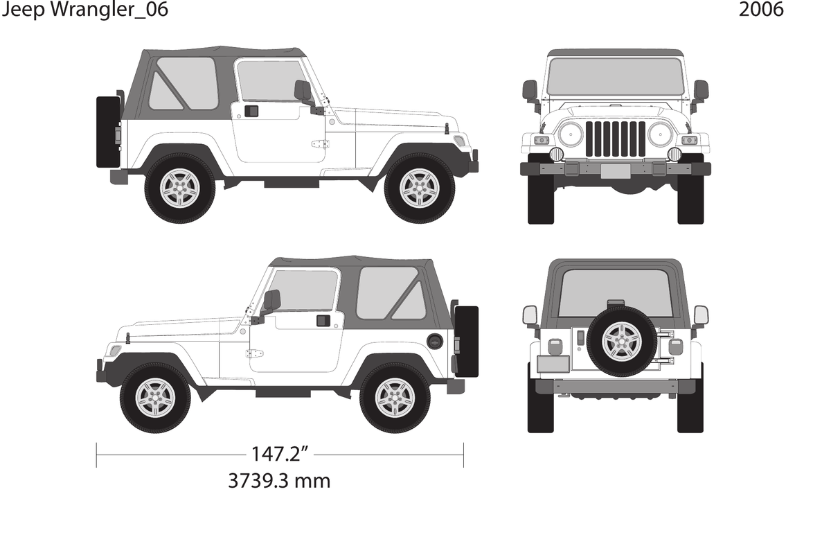 2006 Jeep Wrangler vector wrap template V02, Design-Ready PDF - GravBase