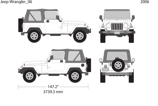2006 Jeep Wrangler vector wrap template V02, Design-Ready PDF - GravBase