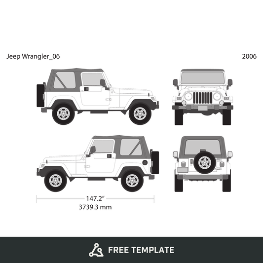 2006 Jeep Wrangler free vector vehicle wrap template - GravBase