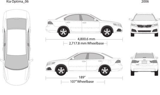 2006 Kia Optima vector wrap template, Design-Ready PDF - GravBase