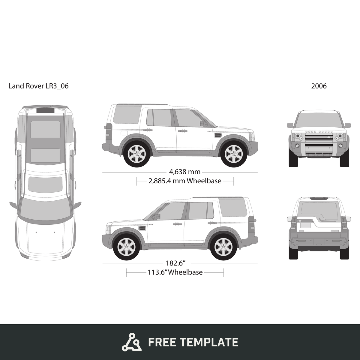 2006 Land Rover LR3 free vector vehicle wrap template - GravBase