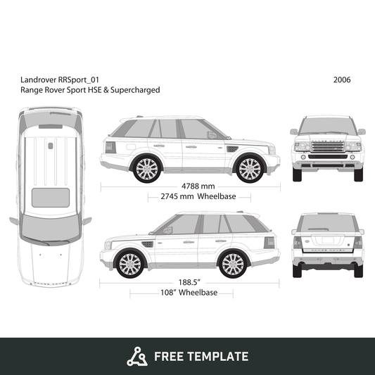 2006 Land Rover Range Rover Sport free vector vehicle wrap template - GravBase