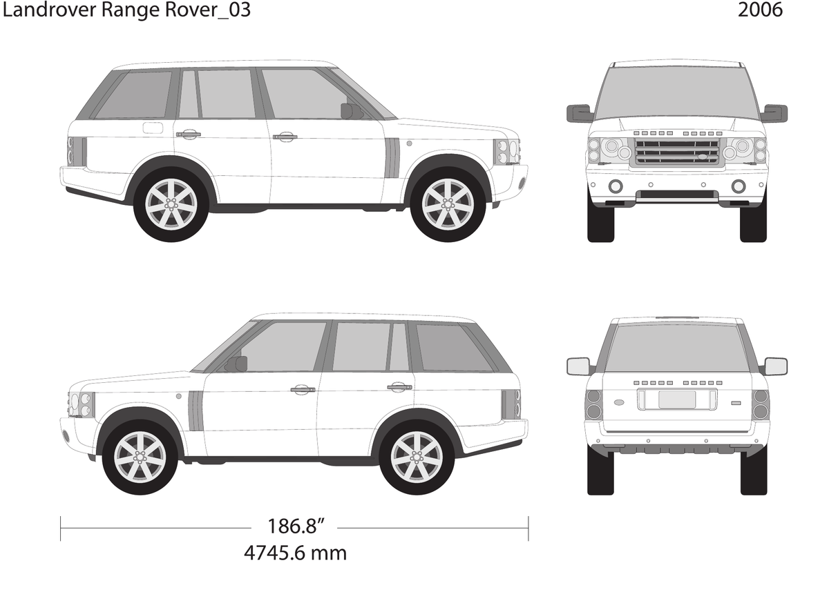 2006 Land Rover Range Rover vector wrap template, Design-Ready PDF - GravBase