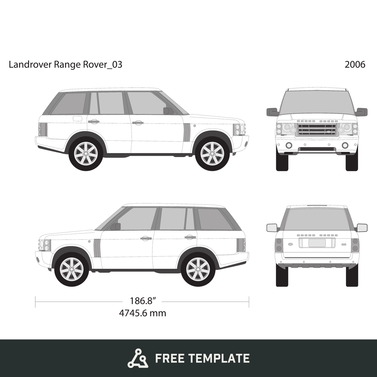 2006 Land Rover Range Rover free vector vehicle wrap template - GravBase