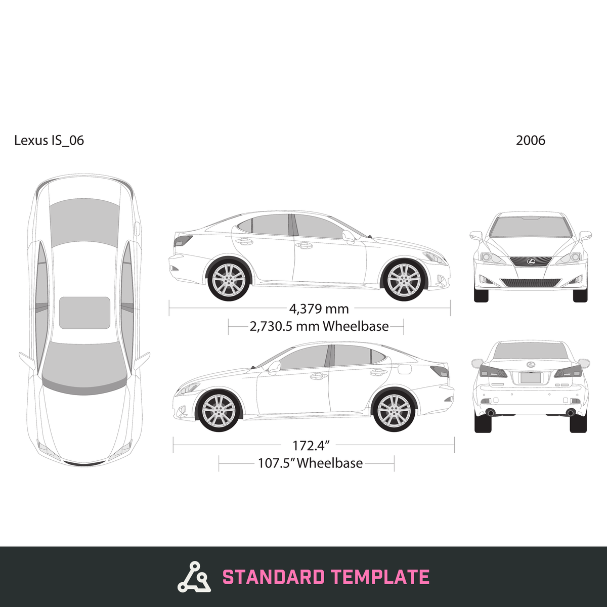 2006 Lexus IS vector wrap template, Design-Ready PDF - GravBase