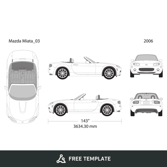 2006 Mazda Miata free vector vehicle wrap template - GravBase
