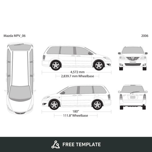 2006 Mazda MPV free vector vehicle wrap template - GravBase