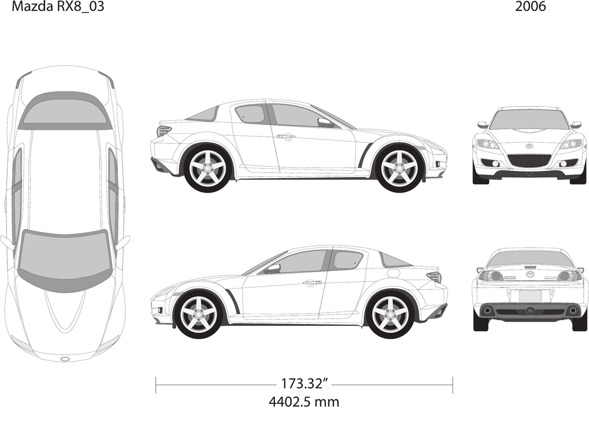 2006 Mazda RX8 vector wrap template, Design-Ready PDF - GravBase