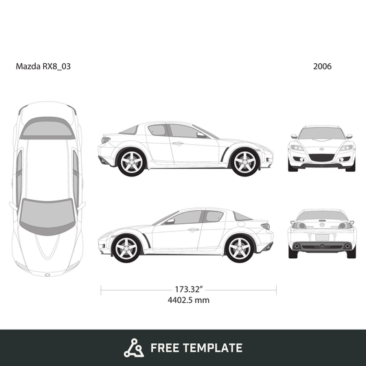 2006 Mazda RX8 free vector vehicle wrap template - GravBase