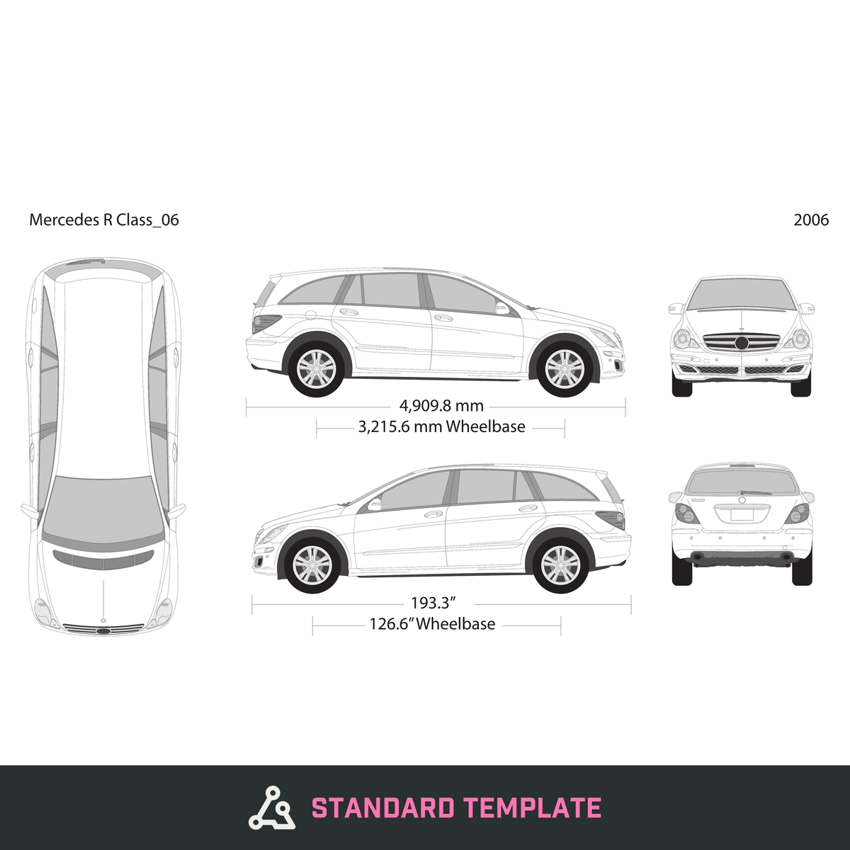 2006 Mercedes R-Class vector wrap template, Design-Ready PDF - GravBase