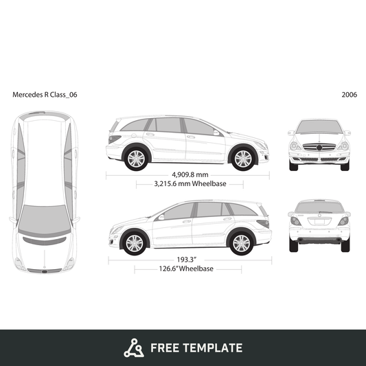 2006 Mercedes R-Class free vector vehicle wrap template - GravBase