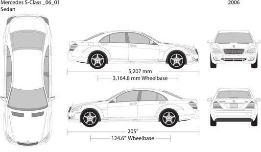 2006 Mercedes S-Class vector wrap template, Design-Ready PDF - GravBase