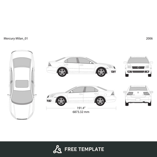 2006 Mercury Milan free vector vehicle wrap template - GravBase