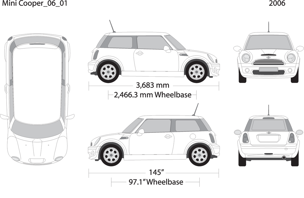 2006 Mini Cooper Mini Hardtop V01 Vehicle Wrap Template