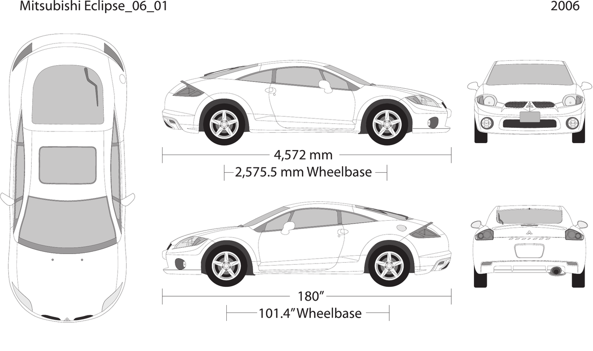 2006 Mitsubishi Eclipse vector wrap template, Design-Ready PDF - GravBase