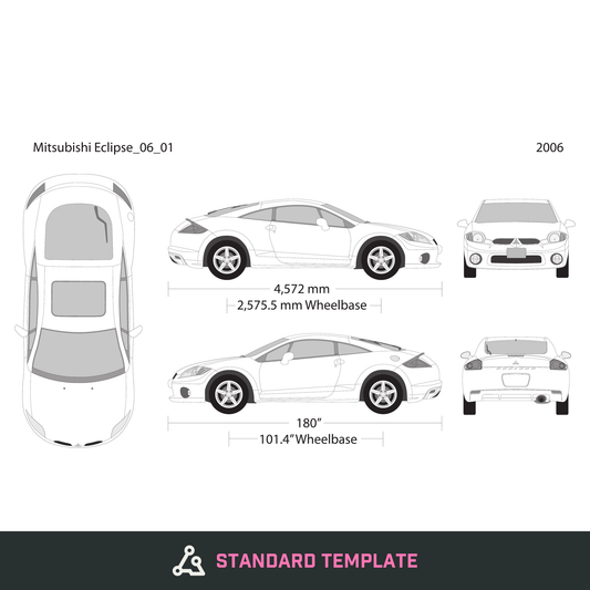2006 Mitsubishi Eclipse vector wrap template, Design-Ready PDF - GravBase