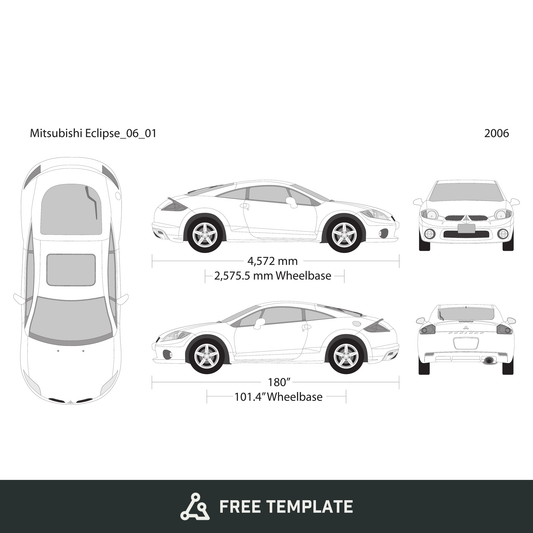 2006 Mitsubishi Eclipse free vector vehicle wrap template - GravBase