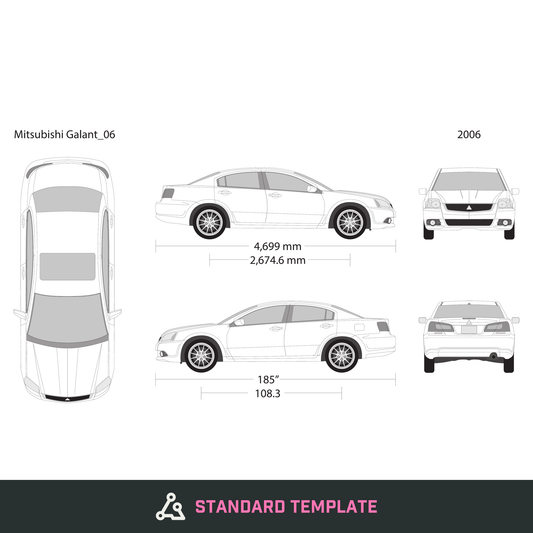 2006 Mitsubishi Galant vector wrap template, Design-Ready PDF - GravBase