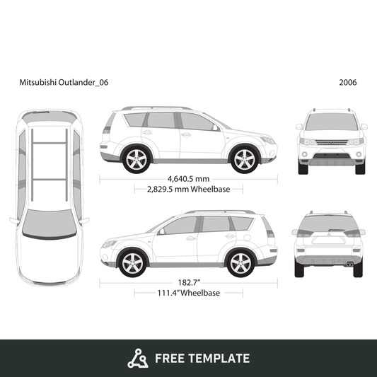 2006 Mitsubishi Outlander free vector vehicle wrap template - GravBase