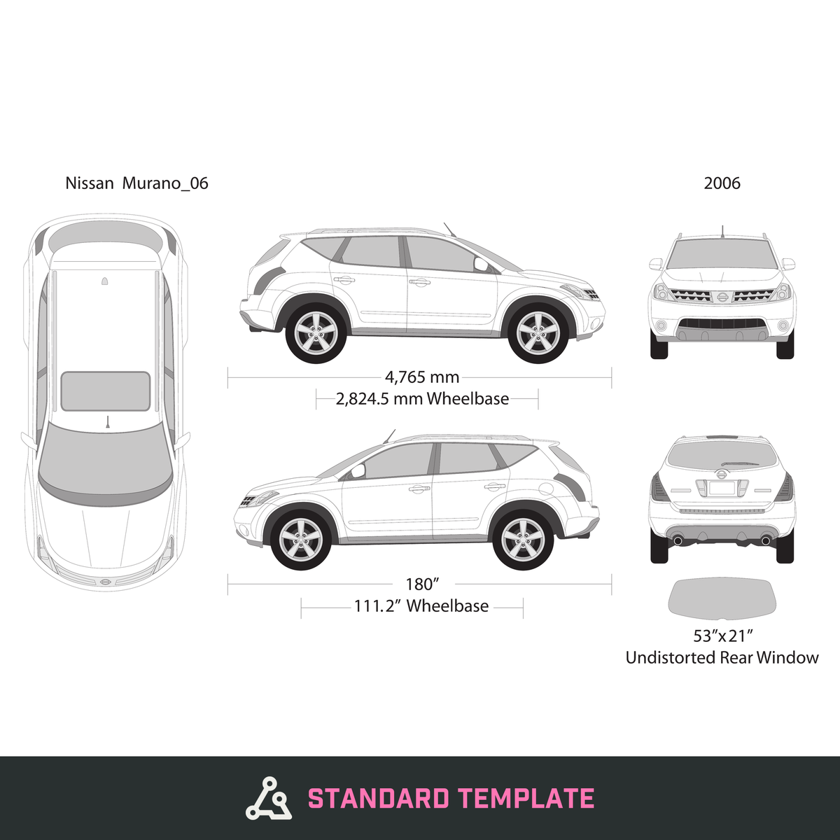 2006 Nissan Murano vector wrap template, Design-Ready PDF - GravBase
