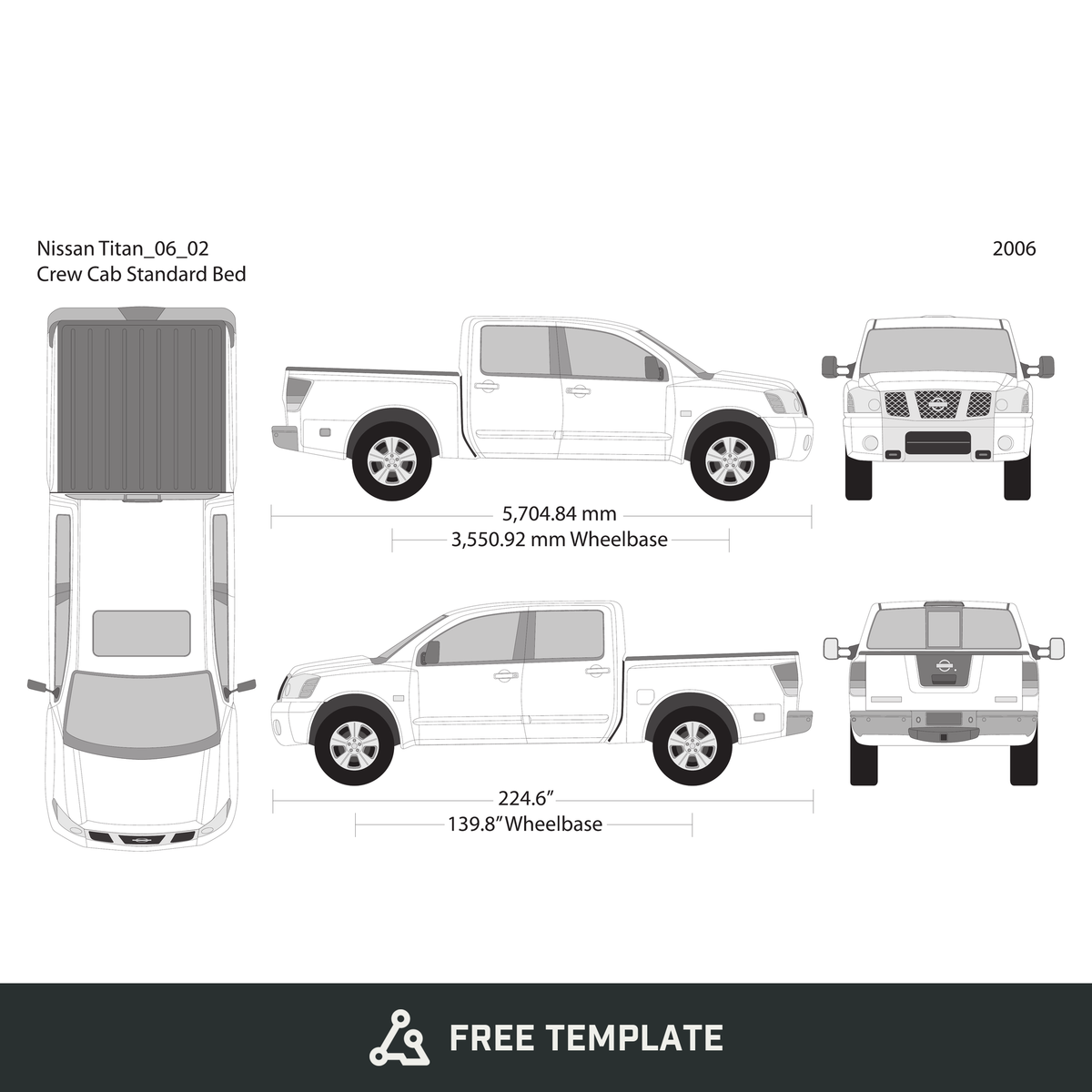 2006 Nissan Titan free vector vehicle wrap template - GravBase