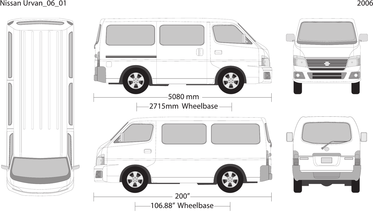 2006 Nissan Urvan vector wrap template V01, Design-Ready PDF - GravBase