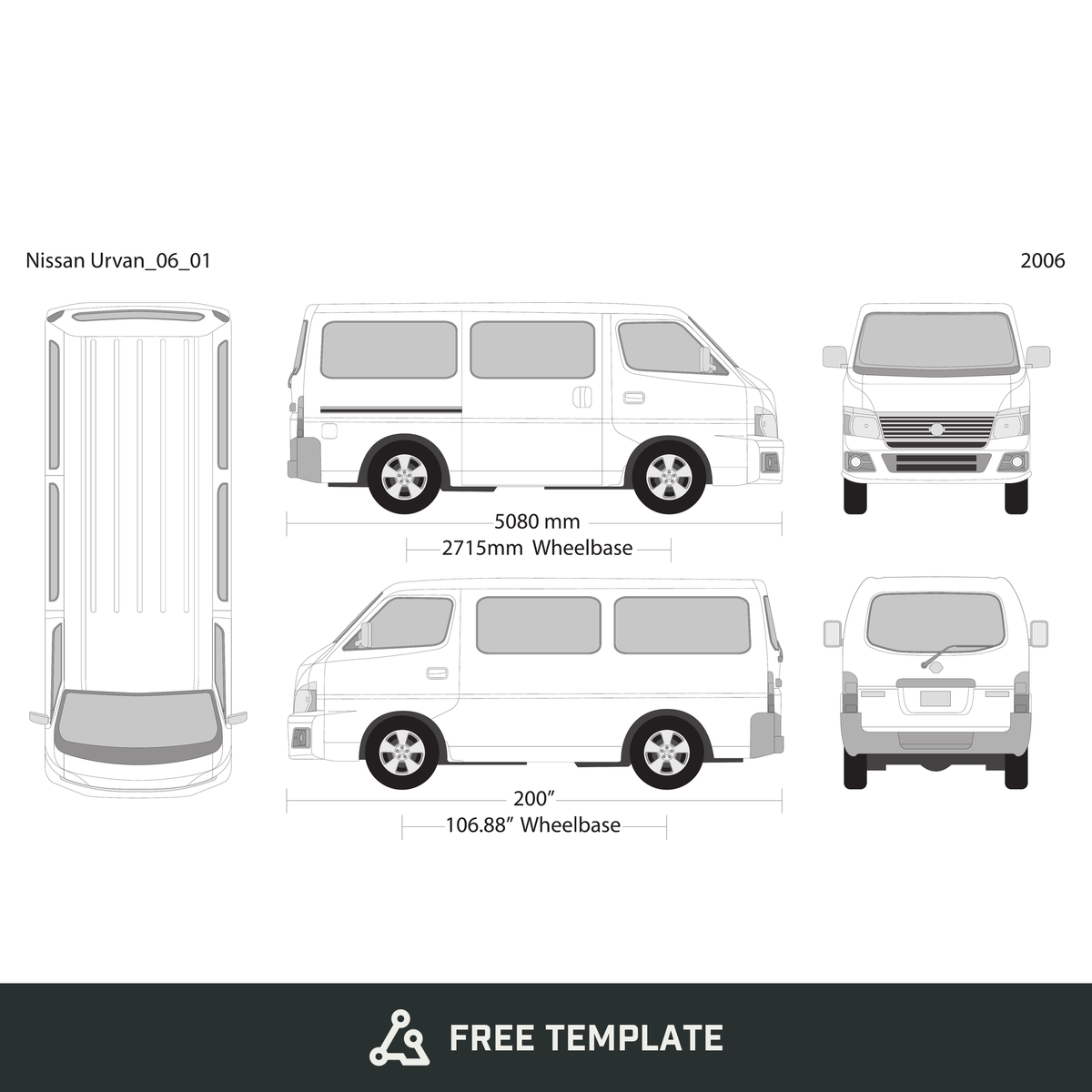 2006 Nissan Urvan free vector vehicle wrap template - GravBase