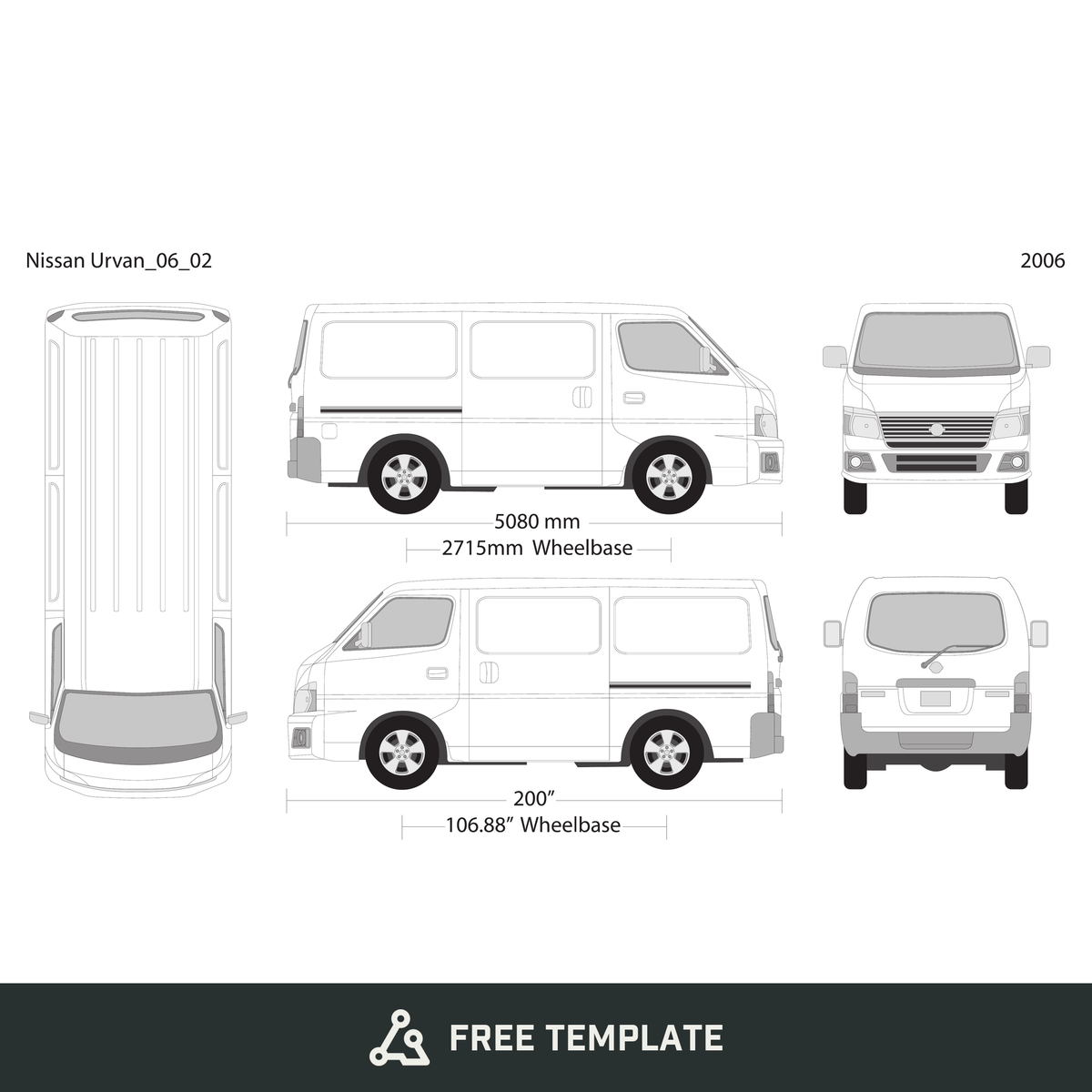 2006 Nissan Urvan free vector vehicle wrap template - GravBase