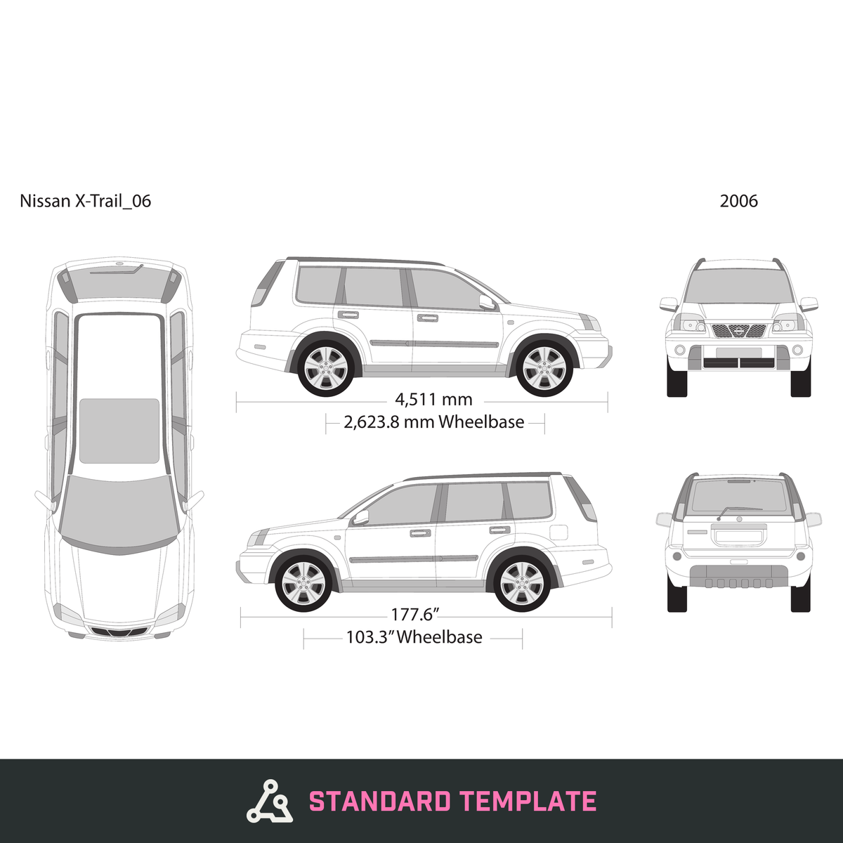 2006 Nissan X-Trail vector wrap template, Design-Ready PDF - GravBase