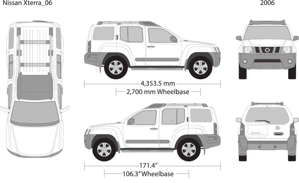 2006 Nissan Xterra vector wrap template, Design-Ready PDF - GravBase