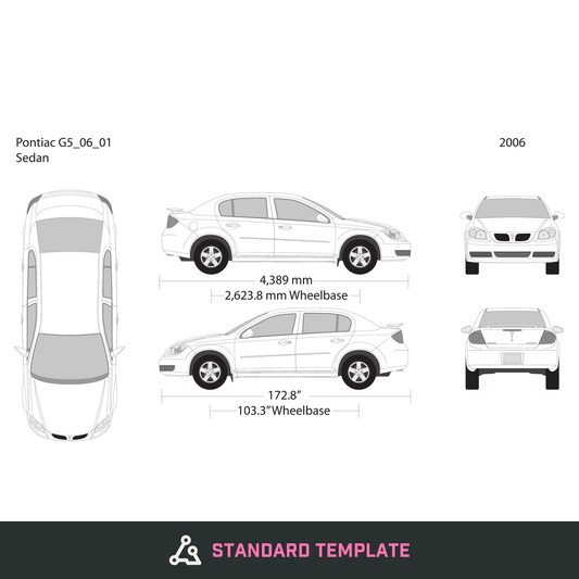 2006 Pontiac G5 vector wrap template, Design-Ready PDF - GravBase