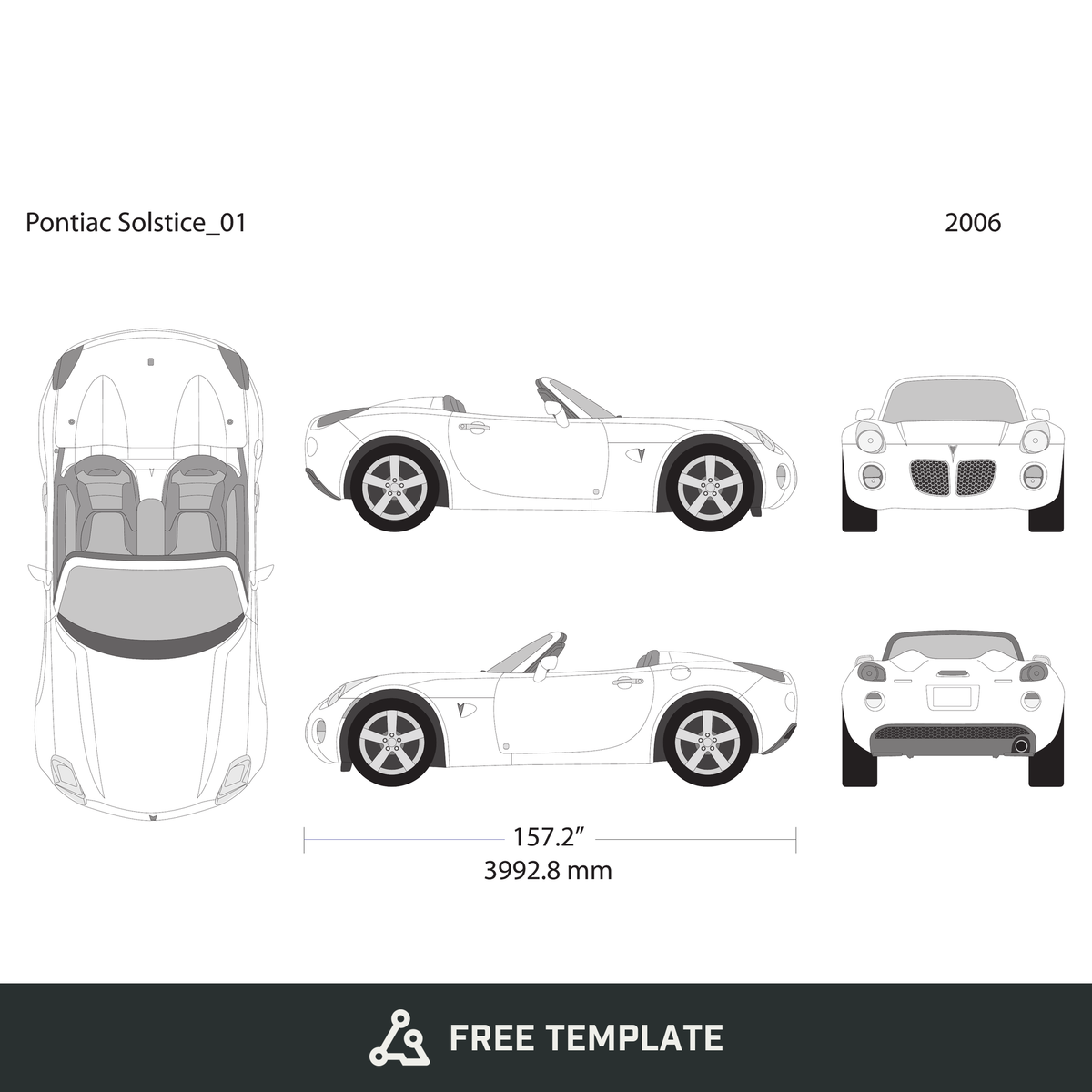 2006 Pontiac Solstice free vector vehicle wrap template - GravBase