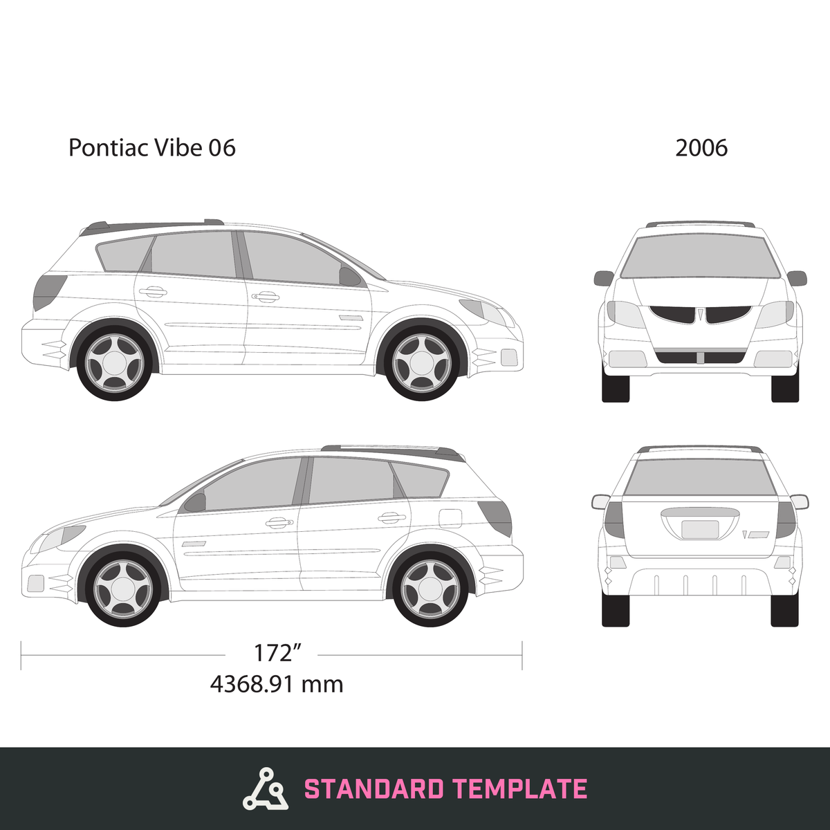 2006 Pontiac Vibe vector wrap template V06, Design-Ready PDF - GravBase