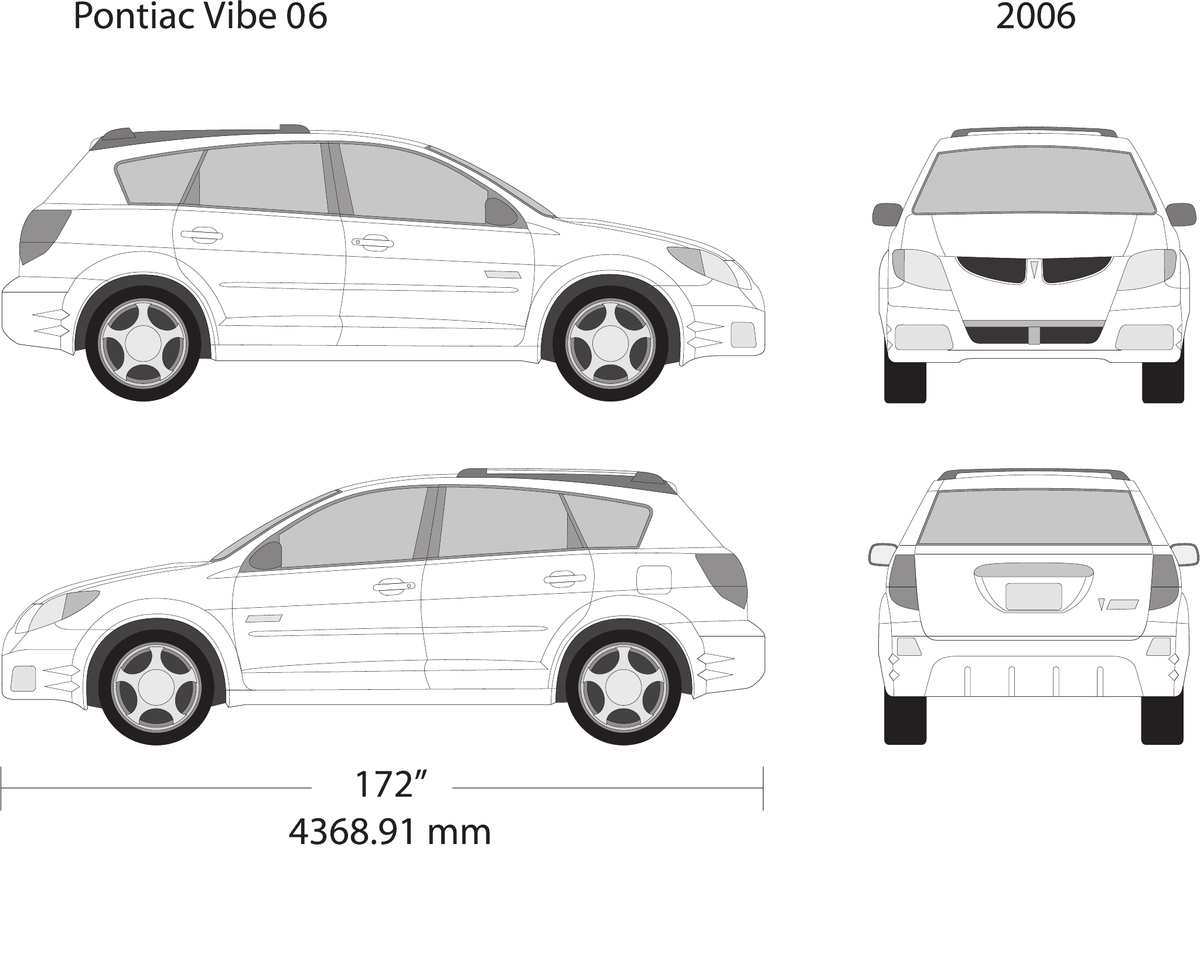 2006 Pontiac Vibe vector wrap template V06, Design-Ready PDF - GravBase